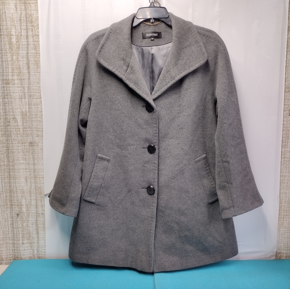 Ellen Tracy Women's Wool & Angora Pea Coat Jacket Button Front - Size 18